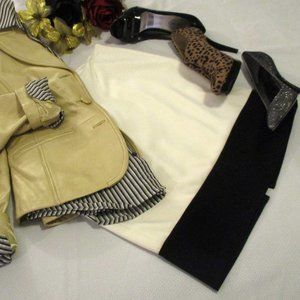 WHITE HOUSE BLACK MARKET WHITE – BLACK SKIRT – SZ 0